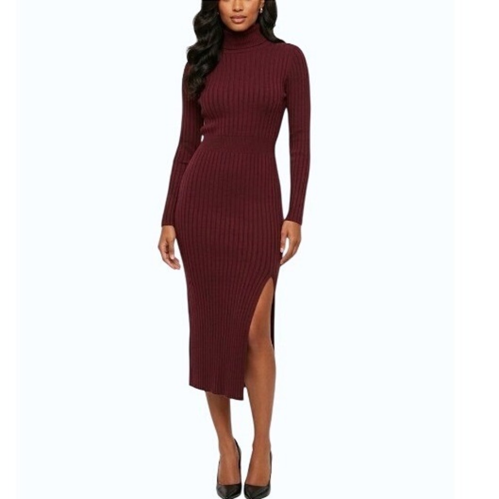 NWT Aerie Buttercream Fuzzy Royal Berry Burgundy Loungewear Midi Sweater Dress M